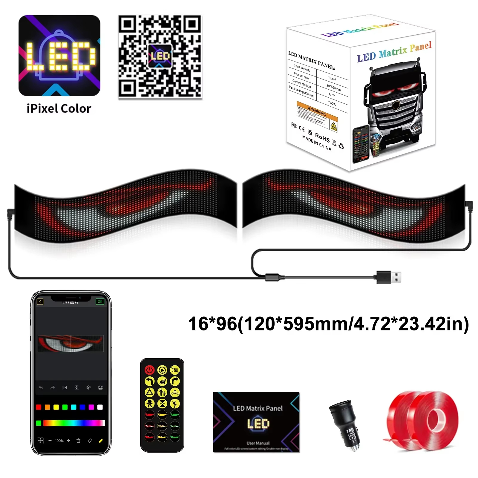 Programmable LED Matrix Sign for Cars – Waterproof Scrolling Display