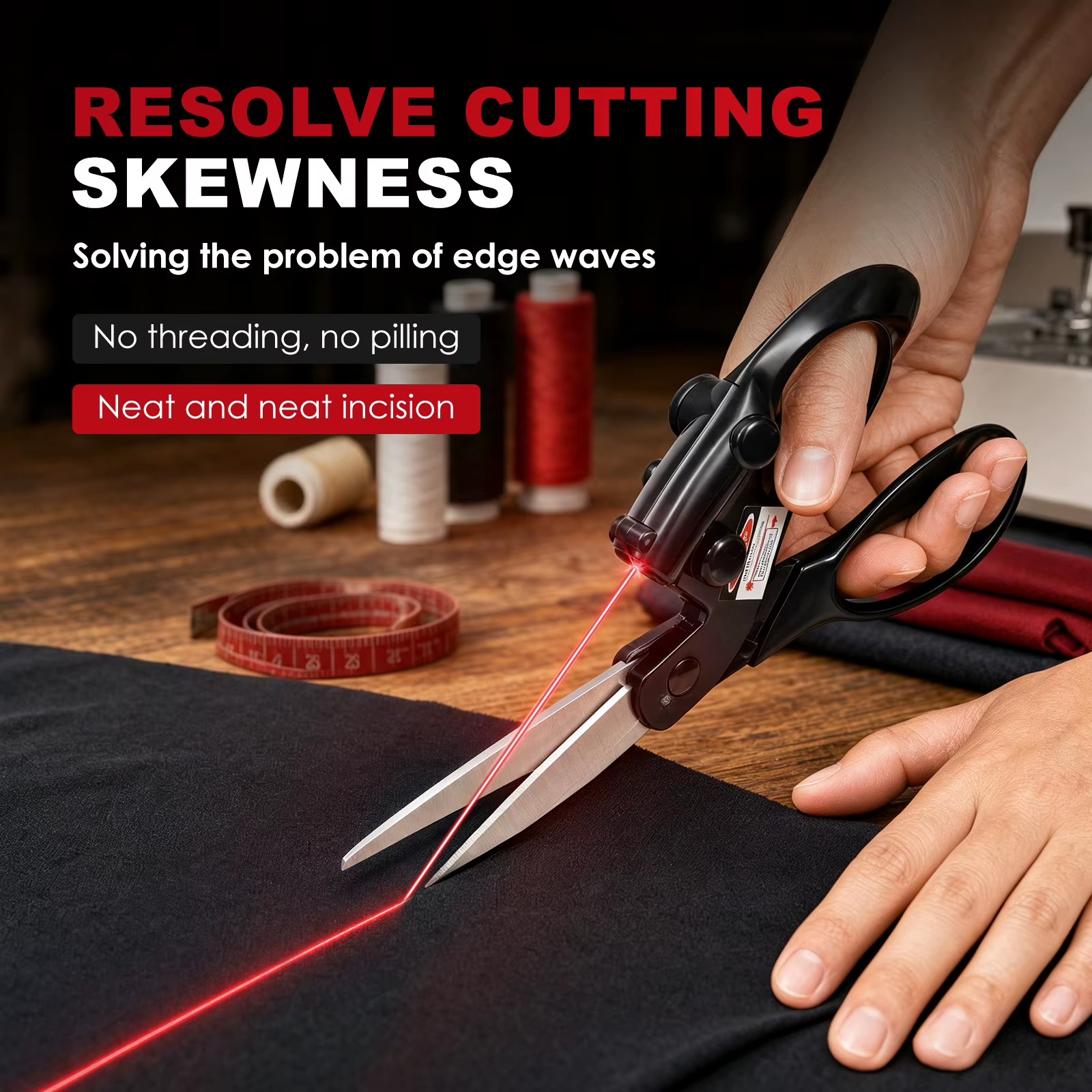 Laser Guided Precision Fabric Scissors – Straight Cutting Sewing & Craft Shears