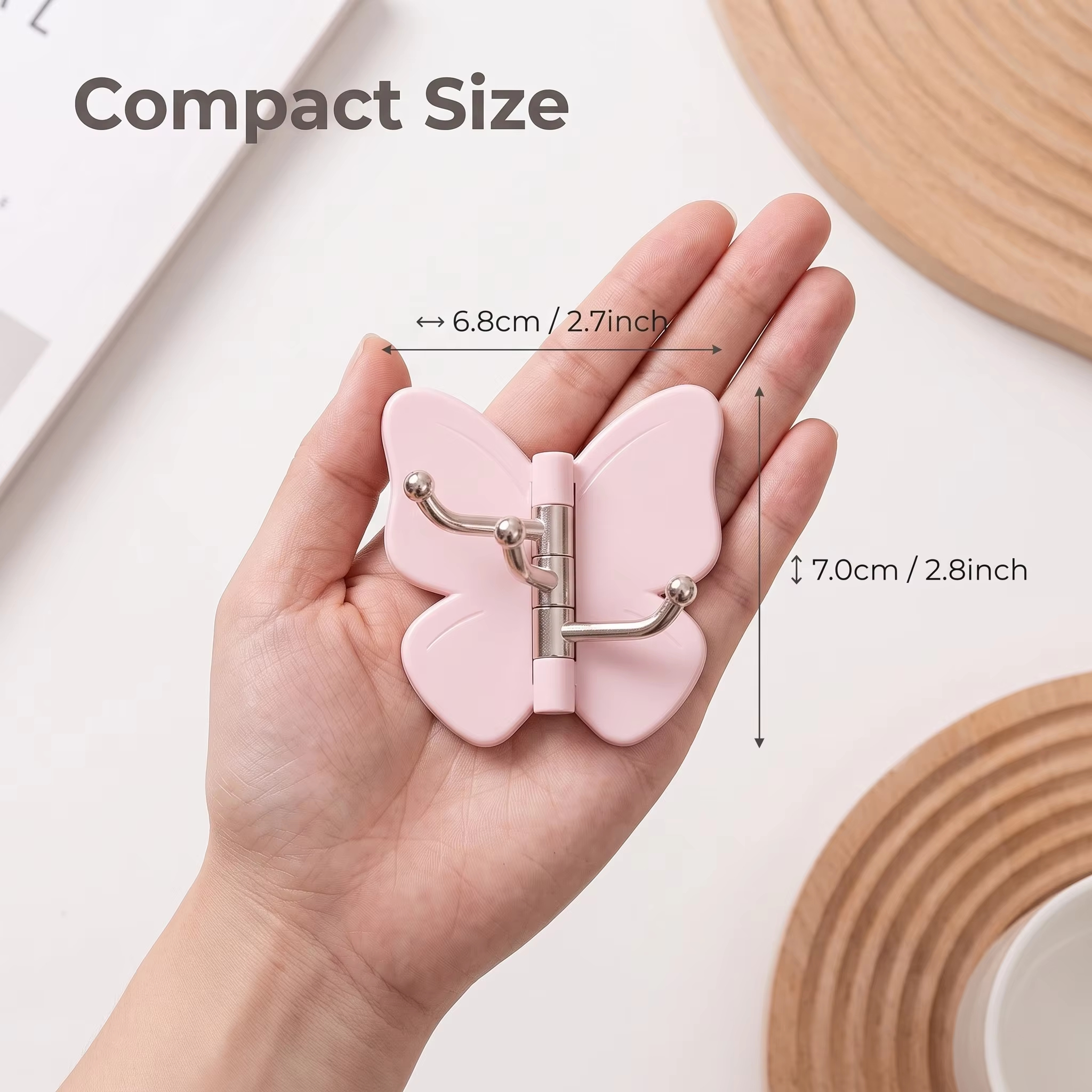 Butterfly Rotating Wall Hook – Punch-Free 3-Hook Organizer