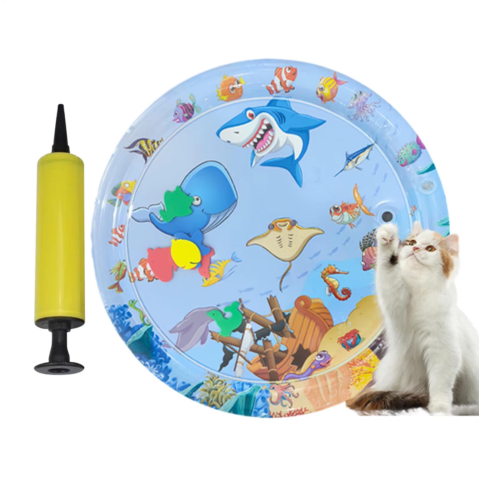 Cooling Water Sensory Mat for Cats – Inflatable Interactive Pet Play Mat with Pump