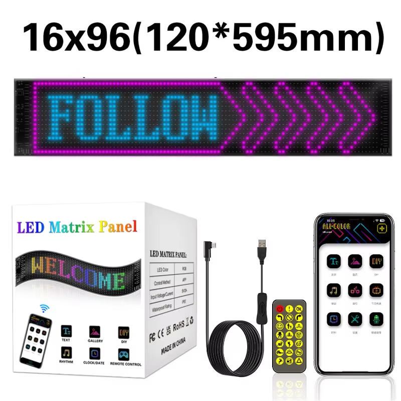 Programmable LED Matrix Sign for Cars – Waterproof Scrolling Display