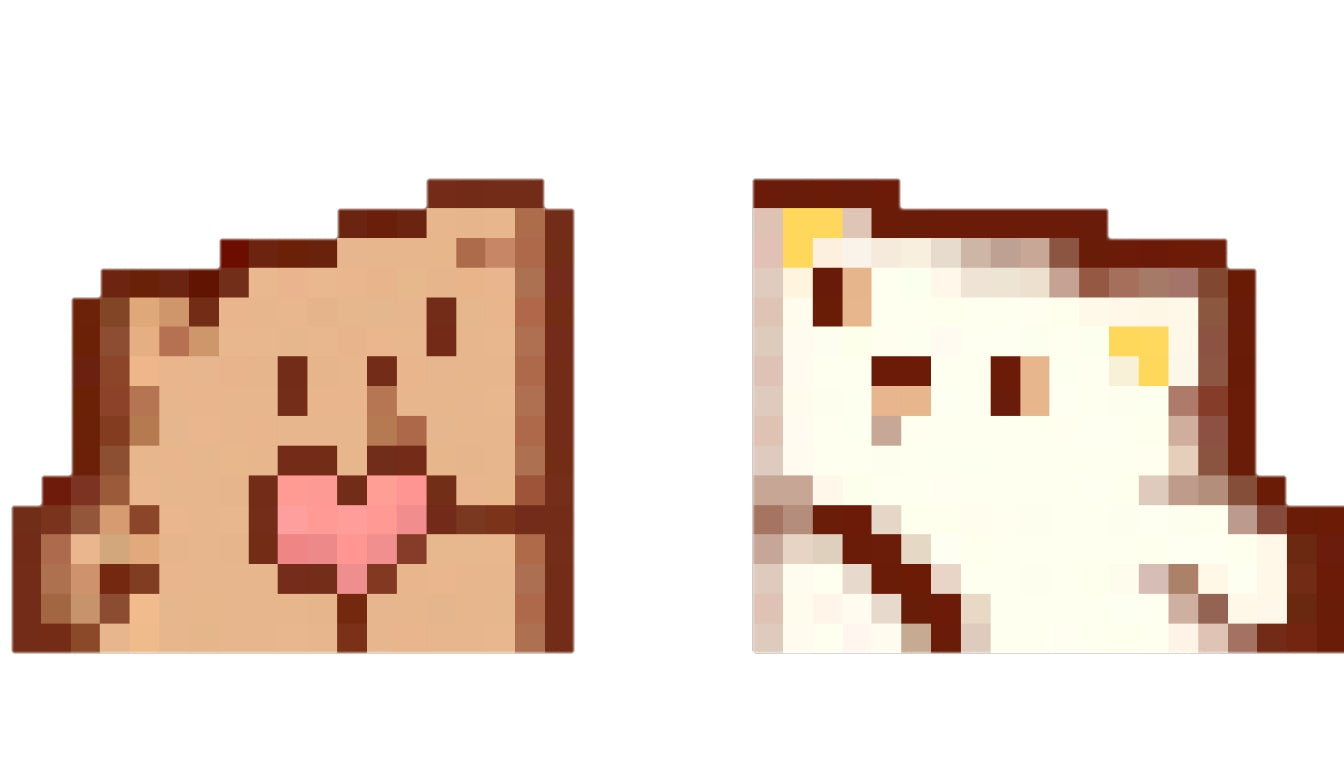 Matching pixel art of 2 bears