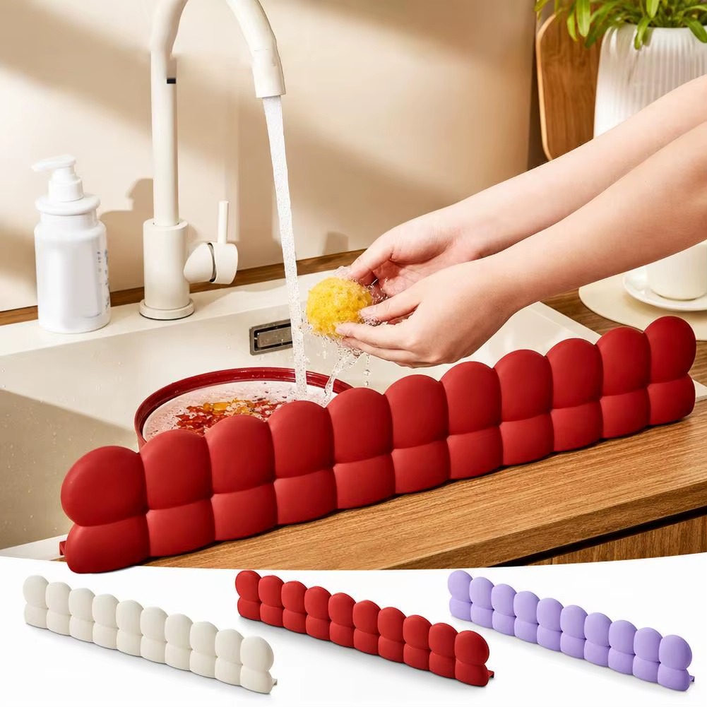 Silicone Sink Splash Guard with Suction Cups – Waterproof Water Barrier for Kitchen Sink