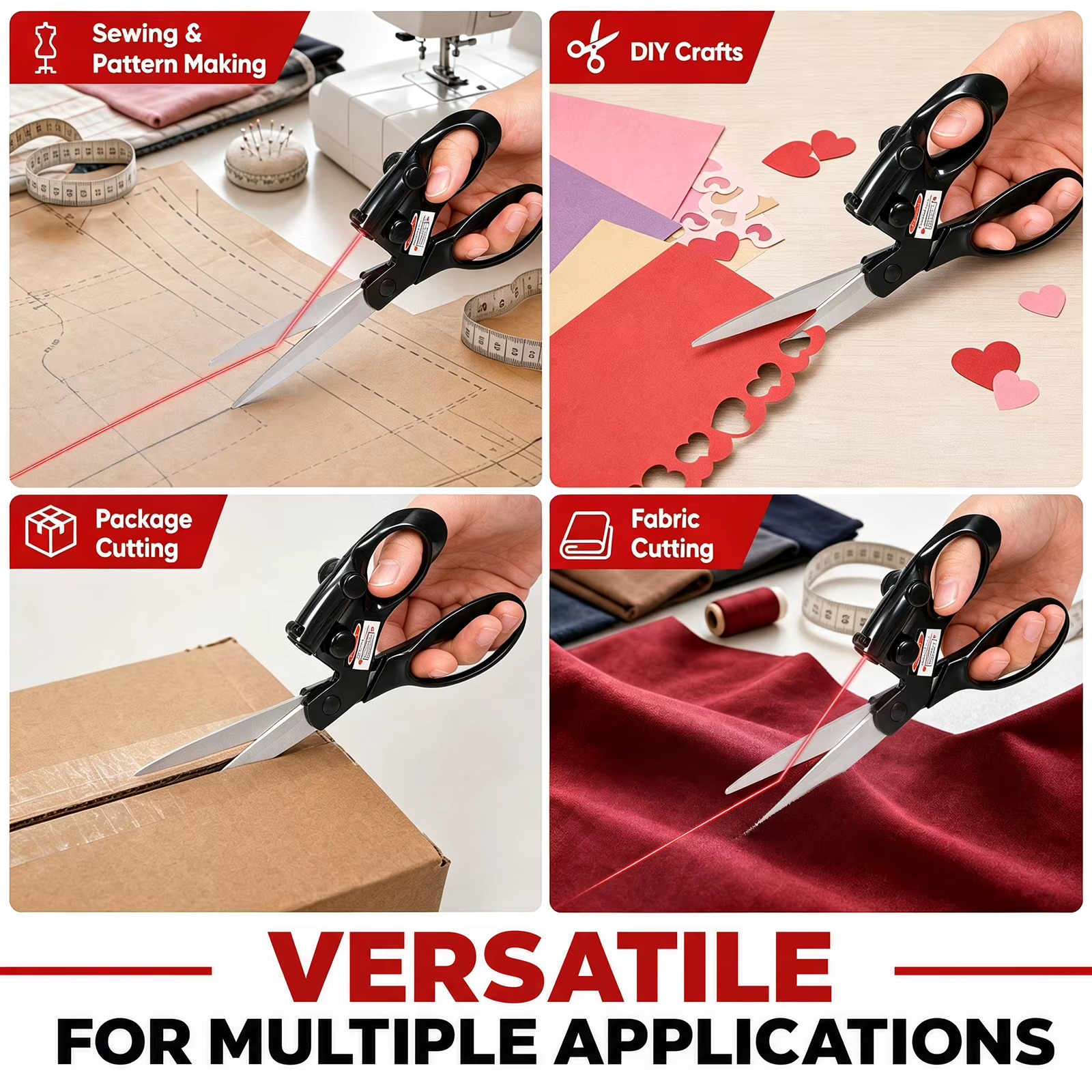 Laser Guided Precision Fabric Scissors – Straight Cutting Sewing & Craft Shears