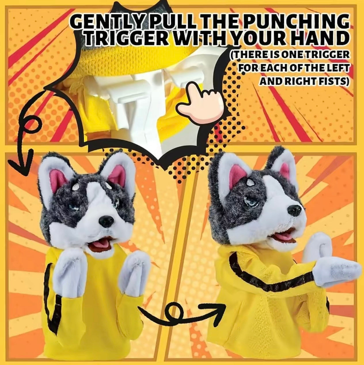 Funny Husky Boxing Puppet Toy
