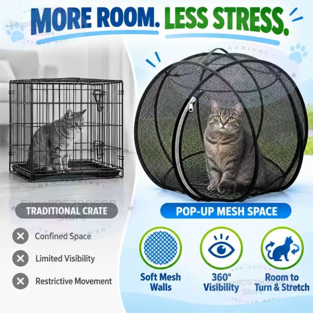 🐱🌍 360° Panoramic Rolling Cat Playpen Ball – Foldable Mesh Outdoor Pet Enclosure