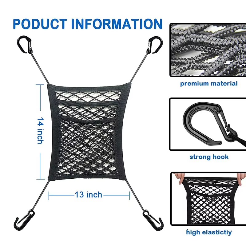 Car Seat Storage Net Bag – Stretchable Pet Barrier & Organizer
