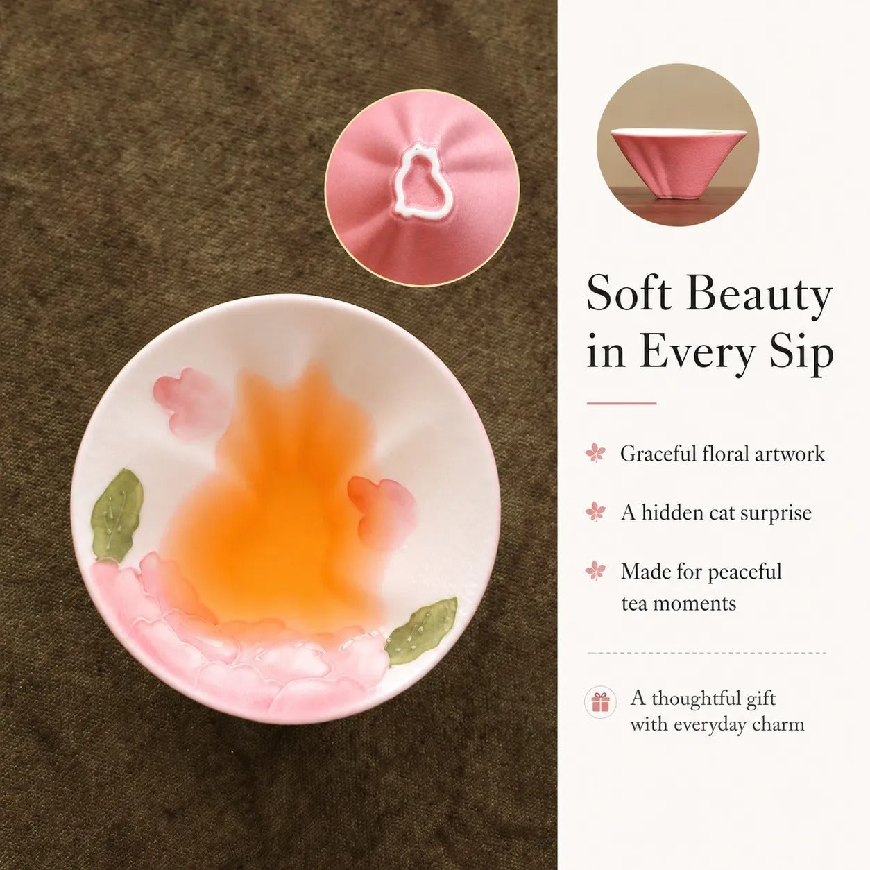 Handcrafted Hidden Surprise Ceramic Teacup