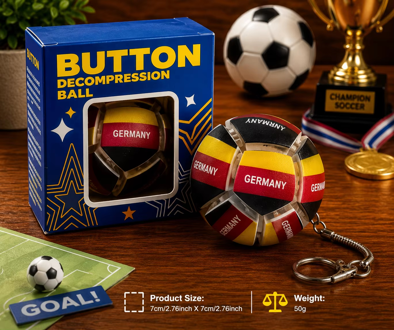 🏆⚽ 2026 World Cup Soccer Ball Fidget Button Keychain