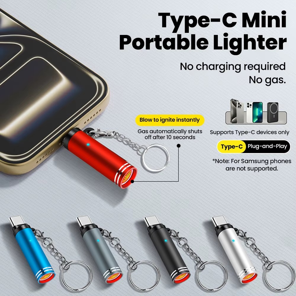 Type-C Mini Portable Air Blast Cigarette Lighter – Windproof, Explosion-Proof Outdoor Safety Lighter