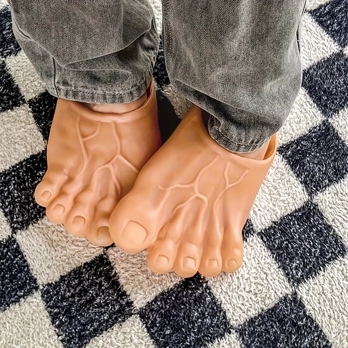 Funny Realistic Barefoot Slippers – Novelty Big Toe Shoes for Halloween, Cosplay & Pranks