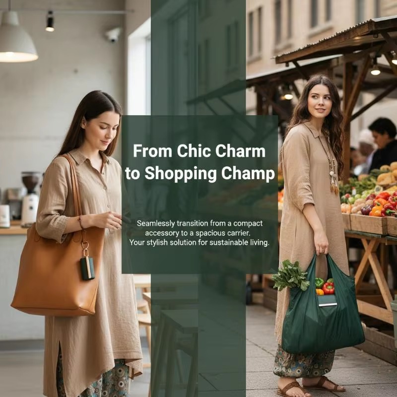 Mini Keychain Foldable Shopping Bag