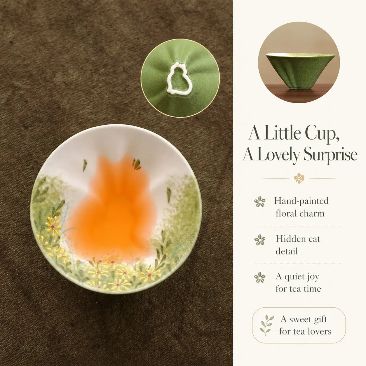 Handcrafted Hidden Surprise Ceramic Teacup