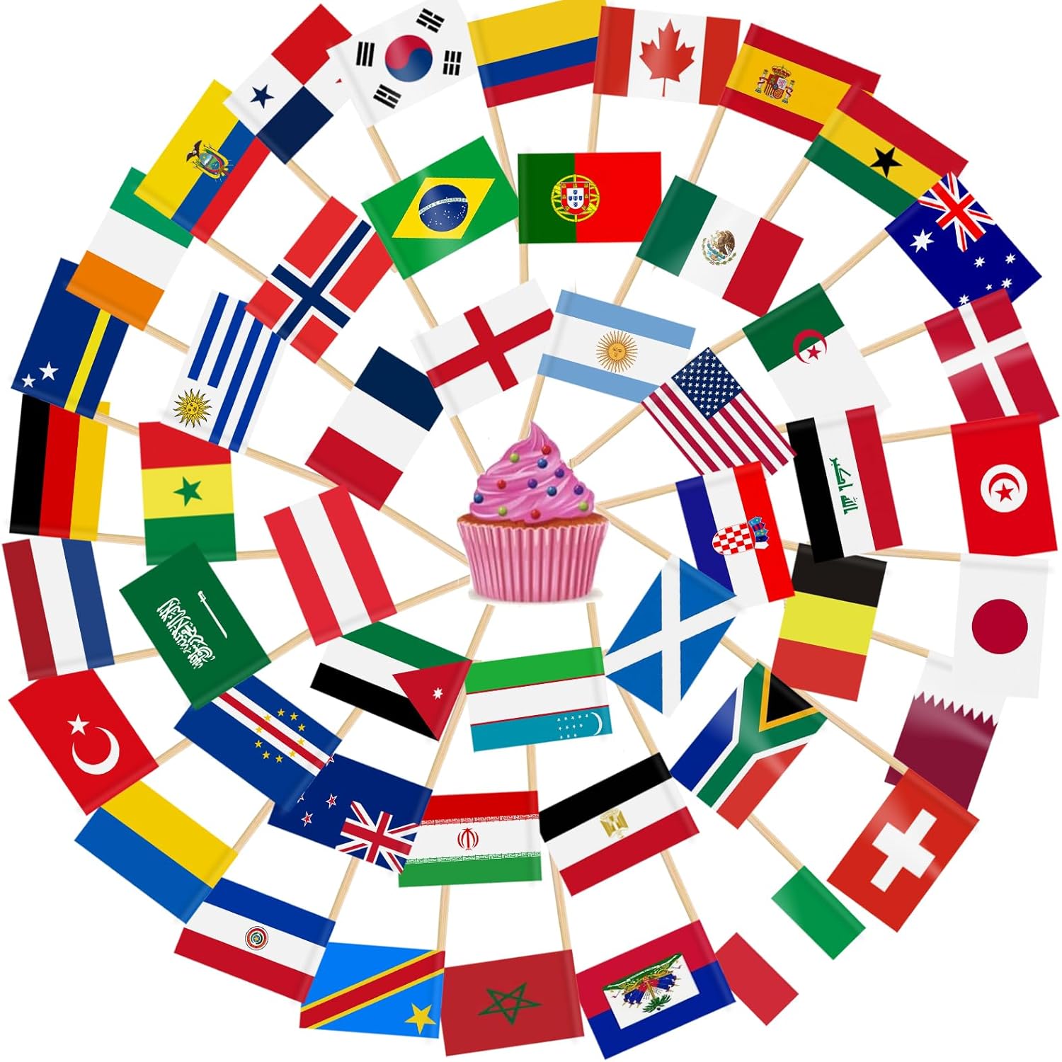 🏆⚽ 48 Country Flag Cupcake & Cocktail Picks for Football Fans