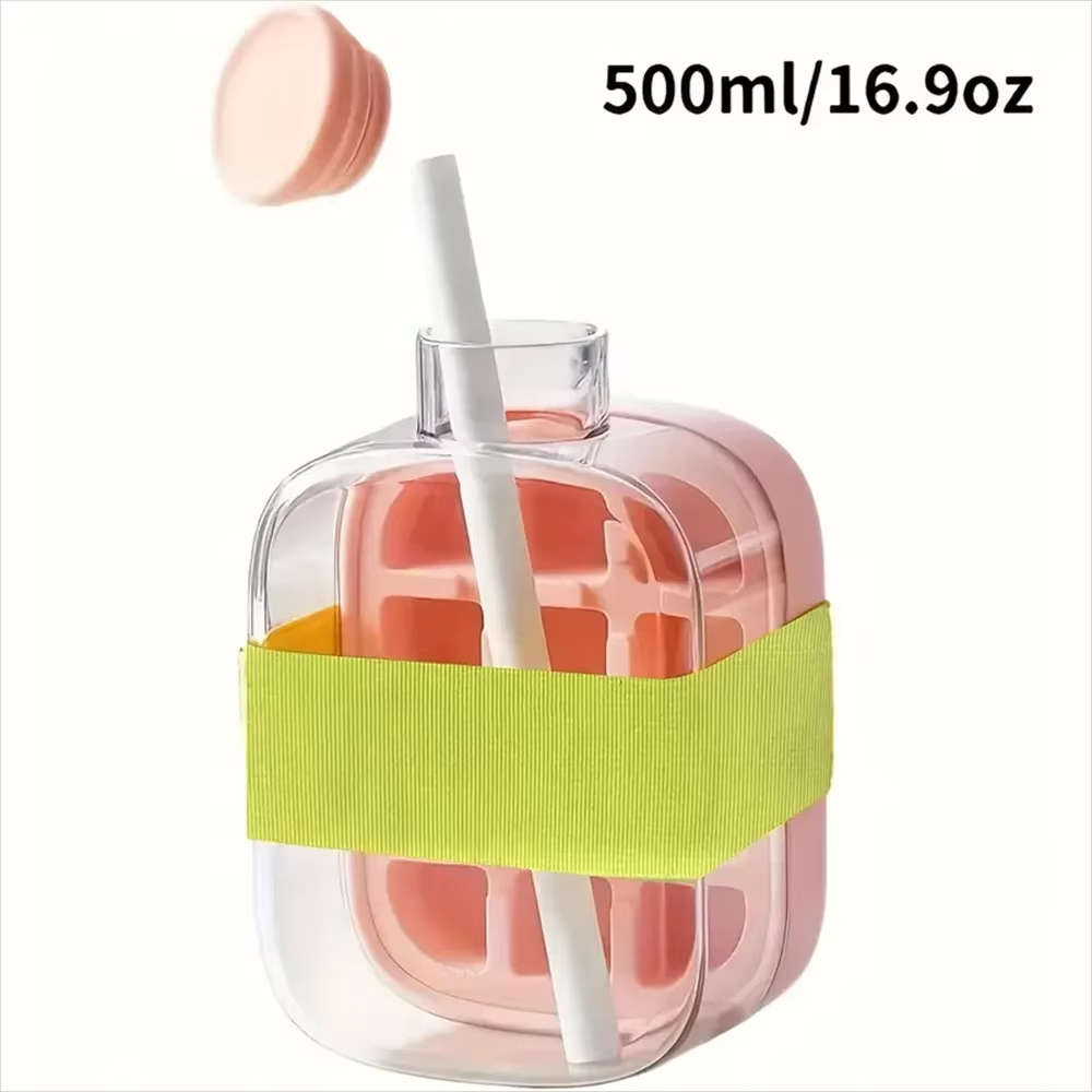 2-in-1 Ice Cube Bottle with Straw