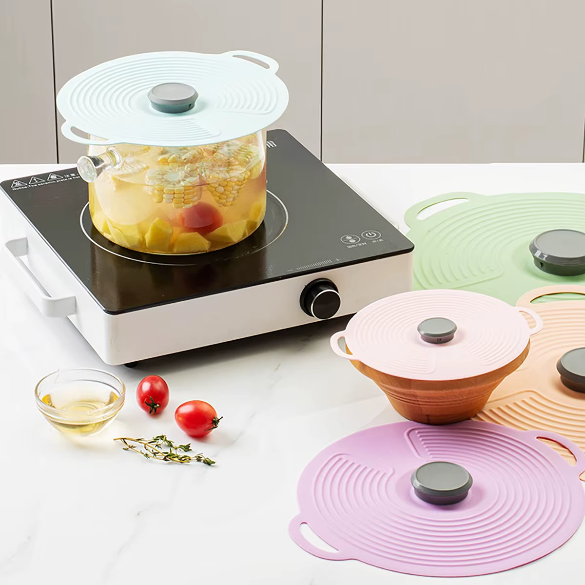 🍲 Heat-Resistant Silicone Pot Cover – Anti-Overflow & Splatter Guard