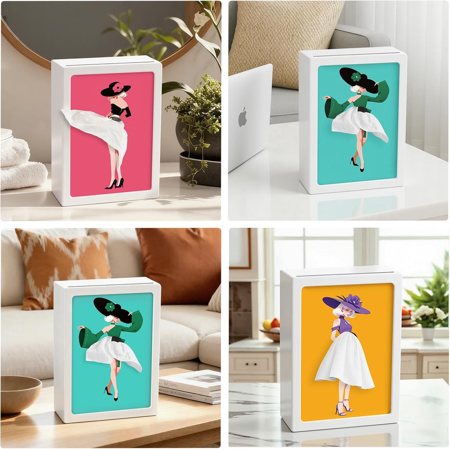  ✨ DIY Lady Skirt Tissue Box Holder with Light & 3 Art Inserts🩰