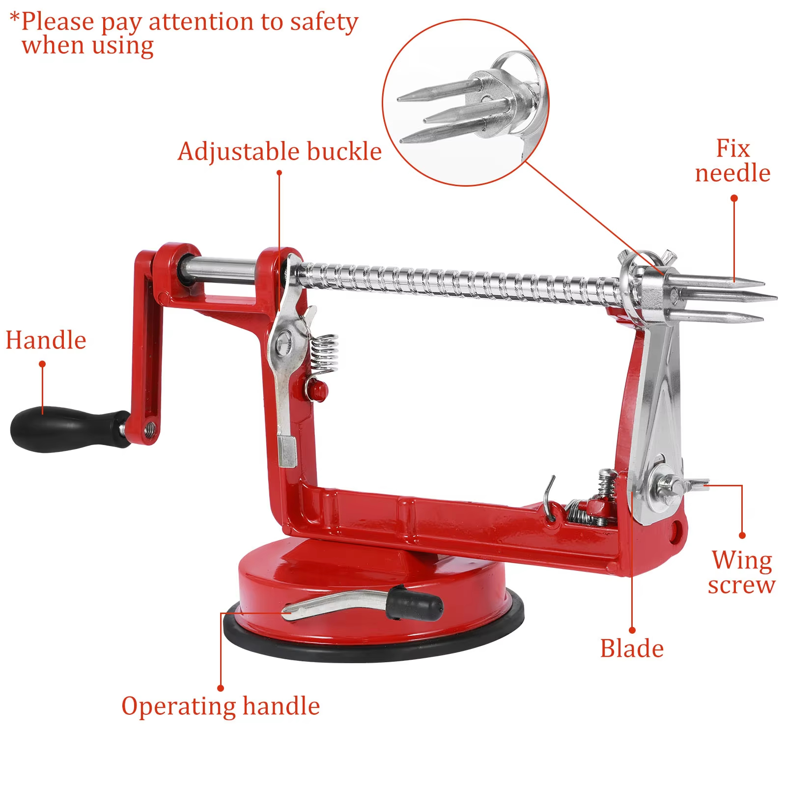 3-in-1 Hand Crank Fruit Peeler – Peel, Slice & Core