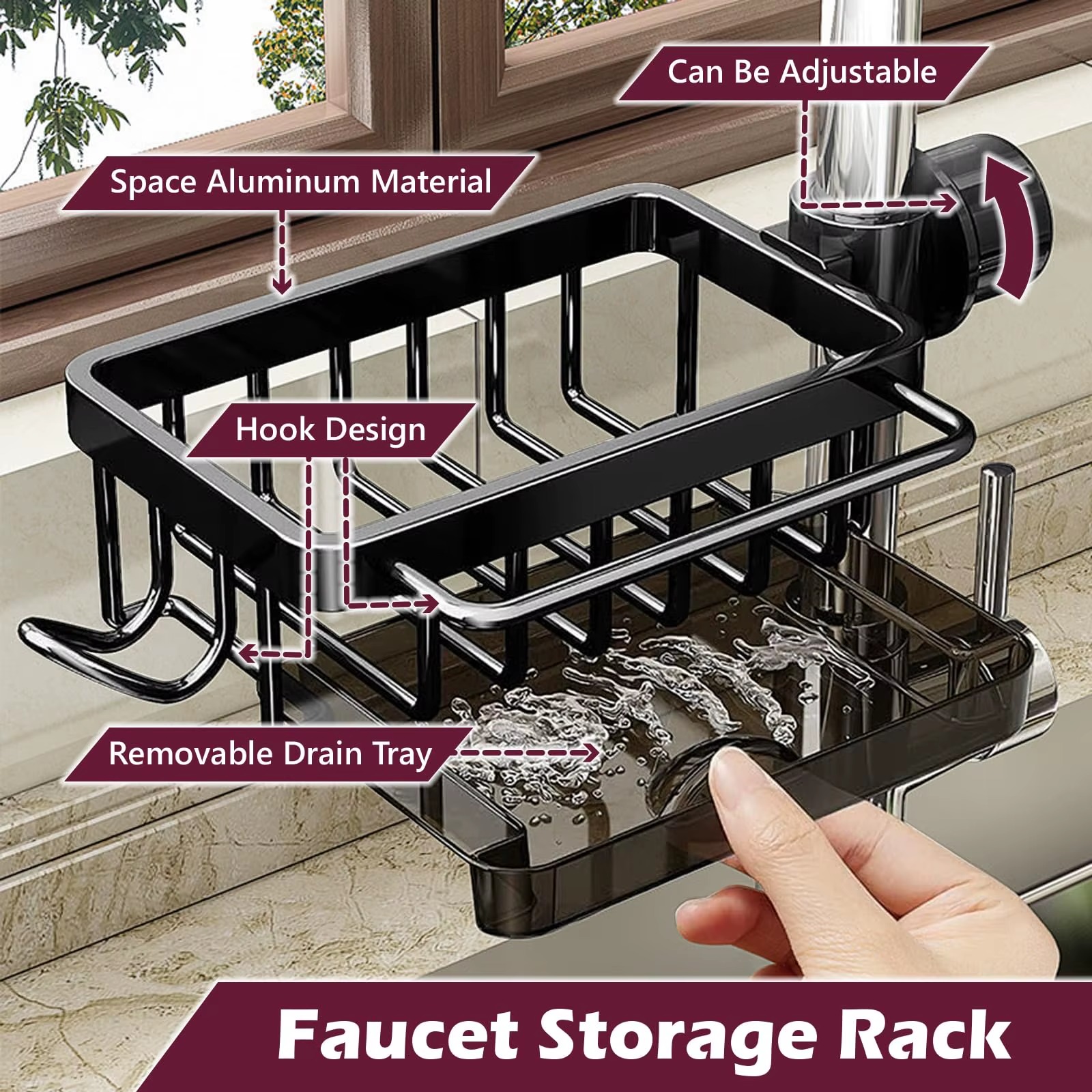 Space-Saving Sink Caddy with Drain Tray – Sponge & Soap Organizer