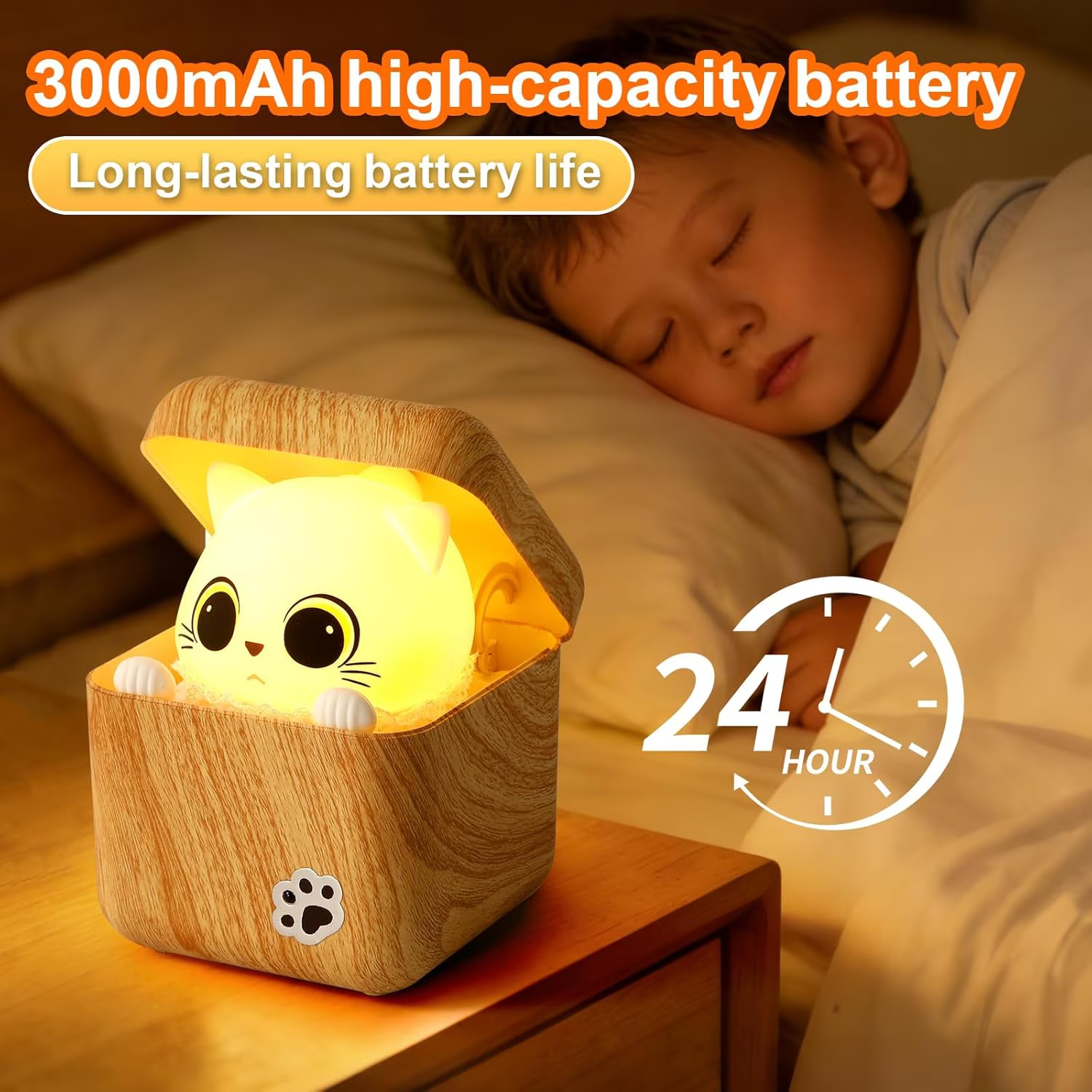 Rechargeable Shy Cat Night Light with Remote & Touch Control