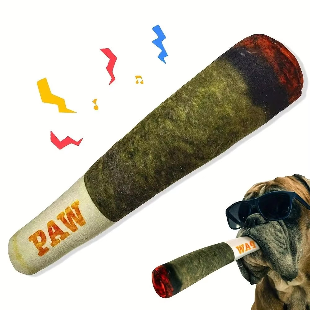 Interactive Squeaky Cigar Dog Toy