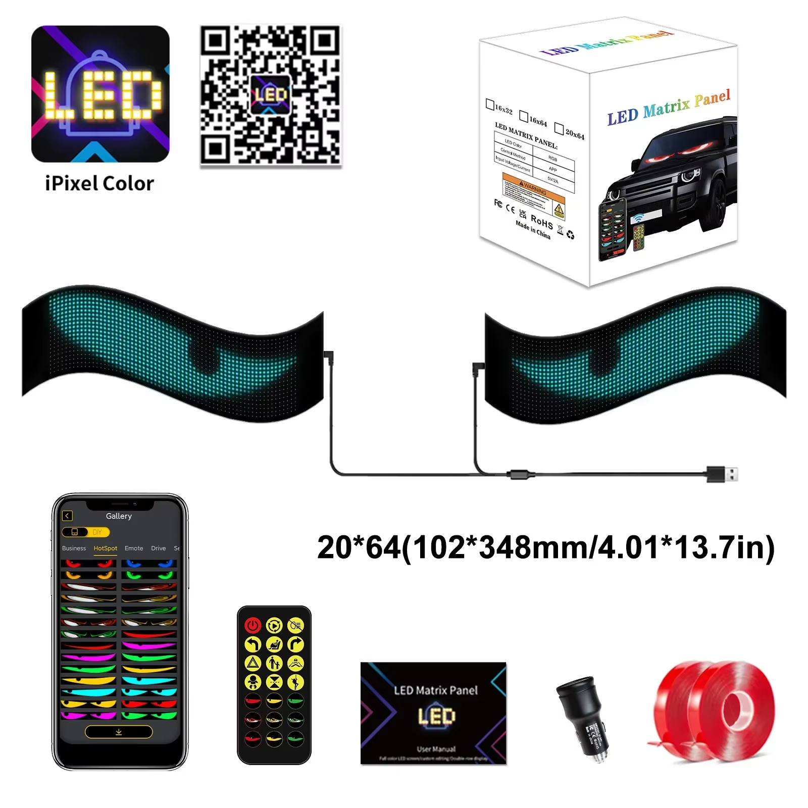 Programmable LED Matrix Sign for Cars – Waterproof Scrolling Display