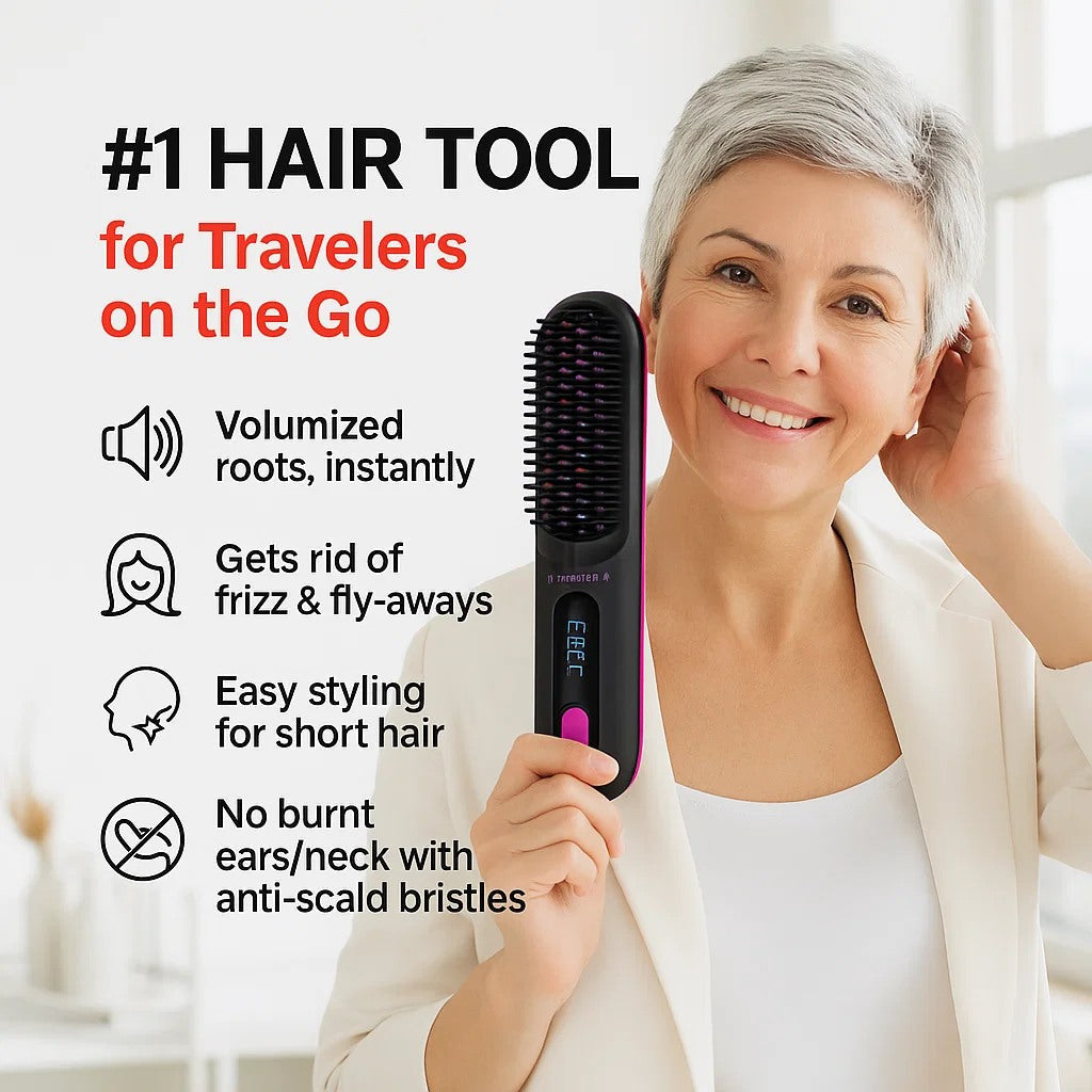 ✨Last Day Special Price £14.98!!💥Wireless Ceramic Heating Hair Straightening Comb💇‍♀️