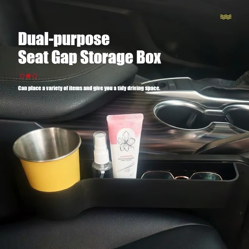 2-in-1 Car Steering Wheel Tray Table & Seat Gap Storage Box with Cup Holder