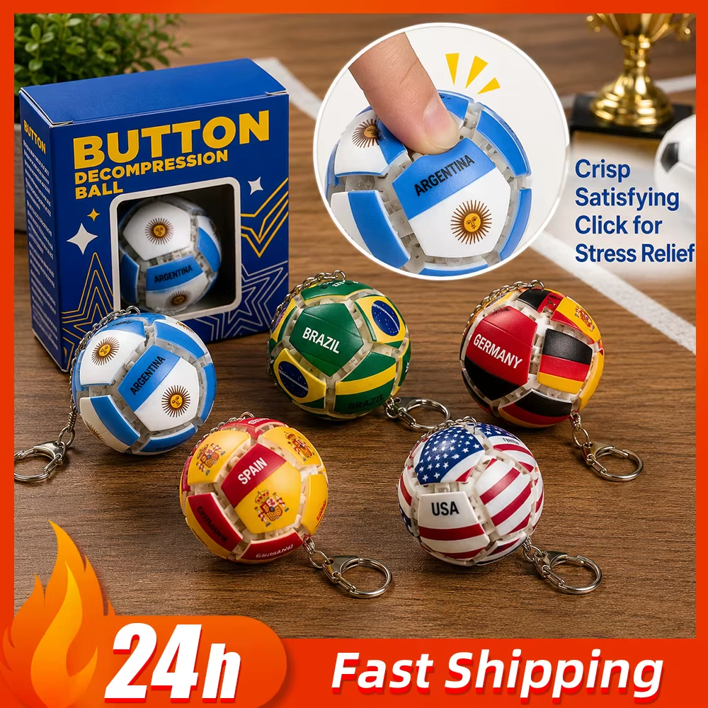 🏆⚽ 2026 World Cup Soccer Ball Fidget Button Keychain