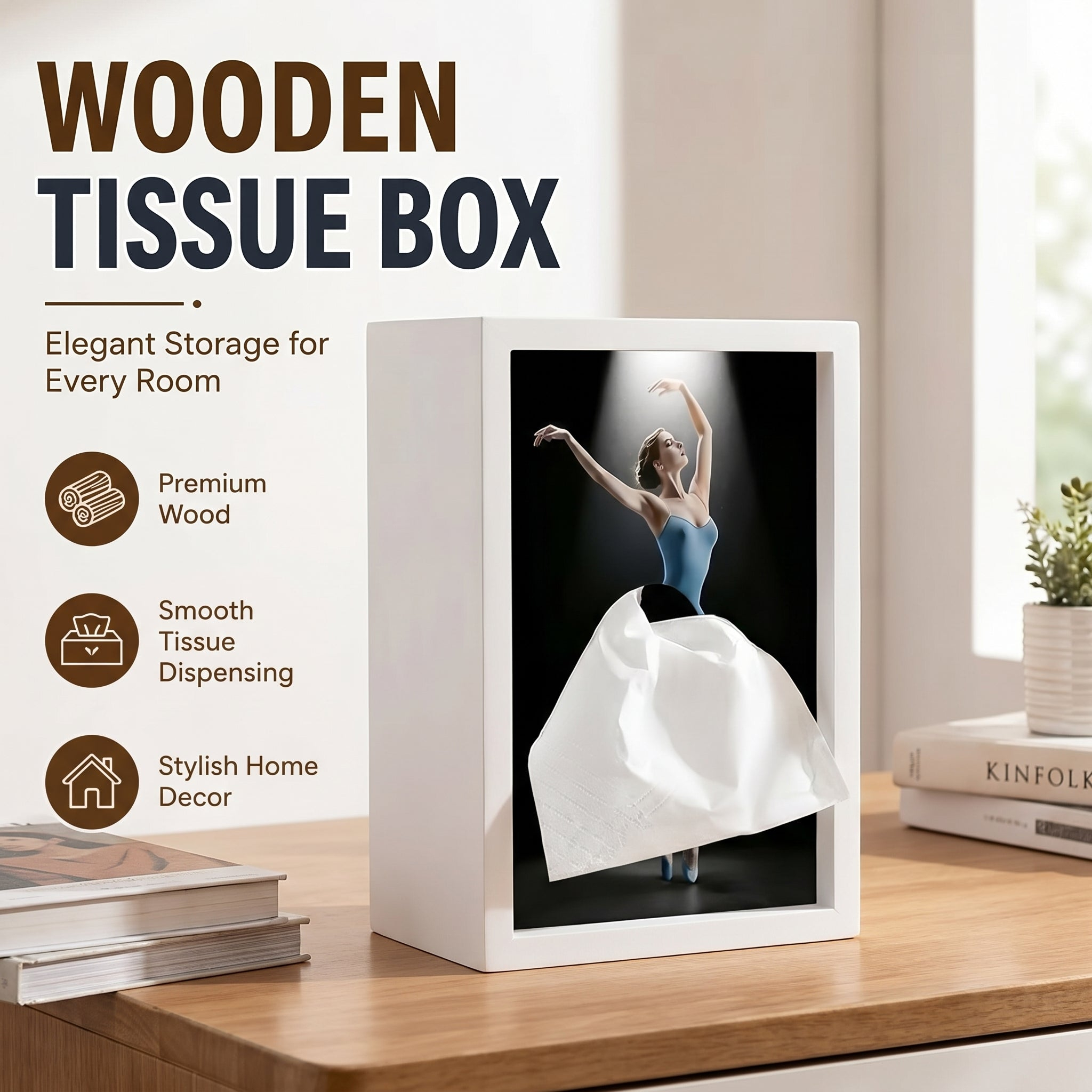 🩰 Ballerina Wooden Tissue Box Holder