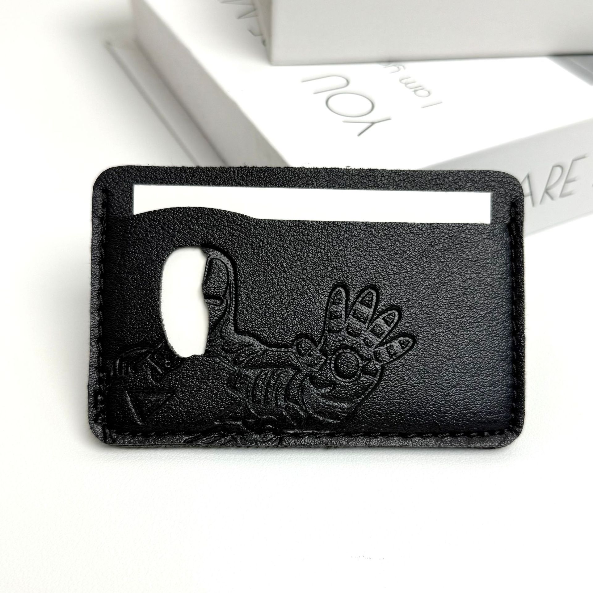 Personalized Leather Mask ID Card Holder Wallet