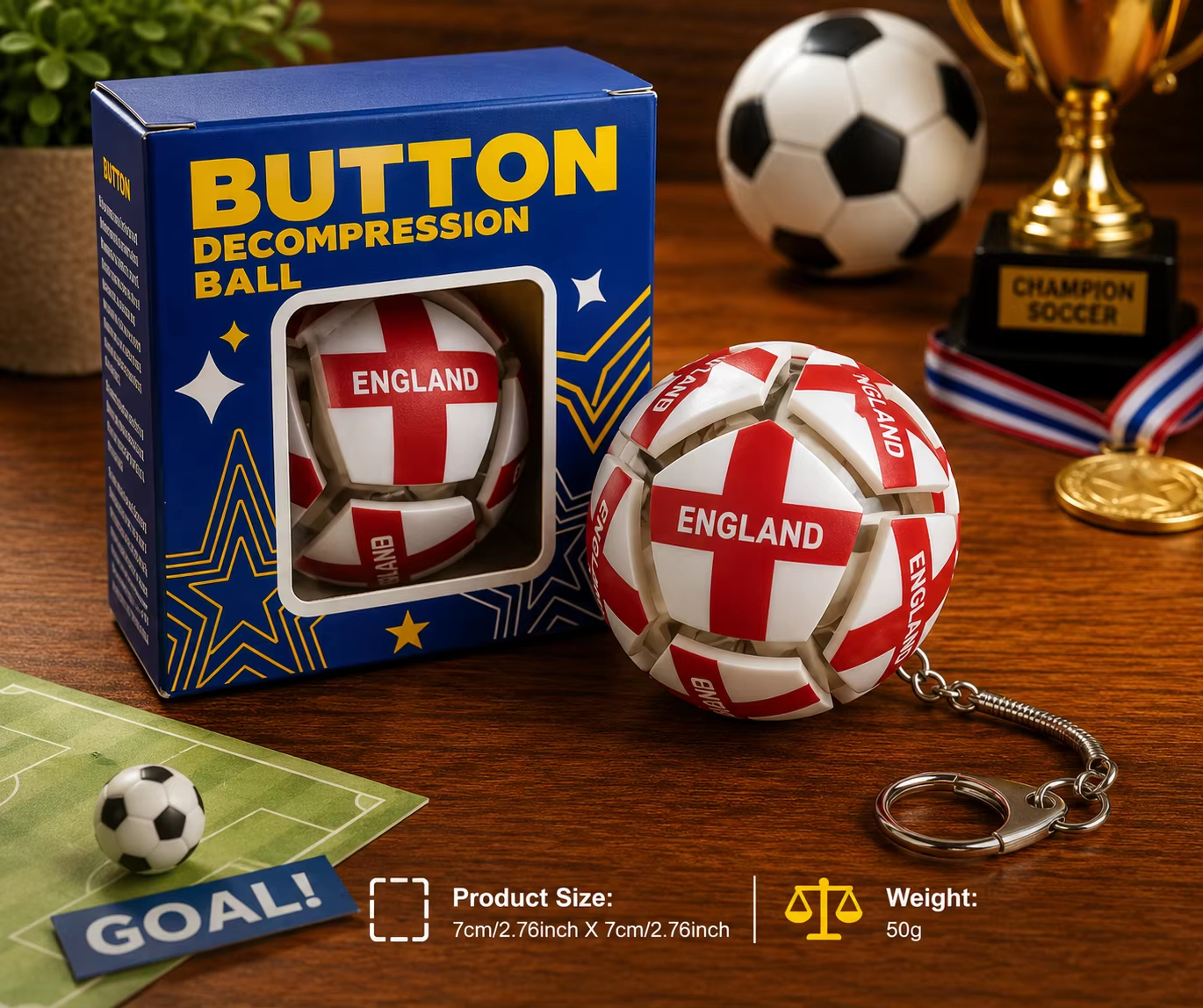 🏆⚽ 2026 World Cup Soccer Ball Fidget Button Keychain