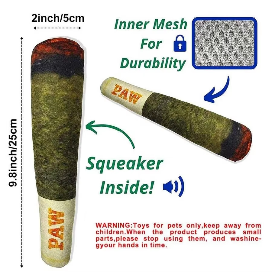 Interactive Squeaky Cigar Dog Toy