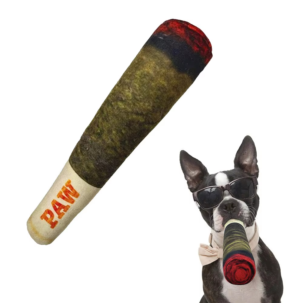 Interactive Squeaky Cigar Dog Toy