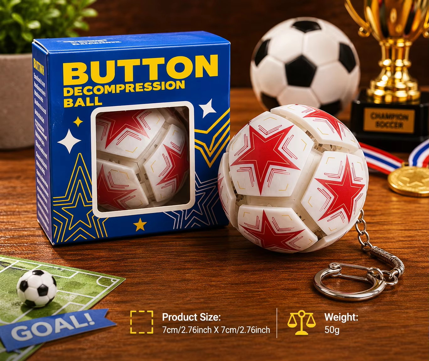 🏆⚽ 2026 World Cup Soccer Ball Fidget Button Keychain