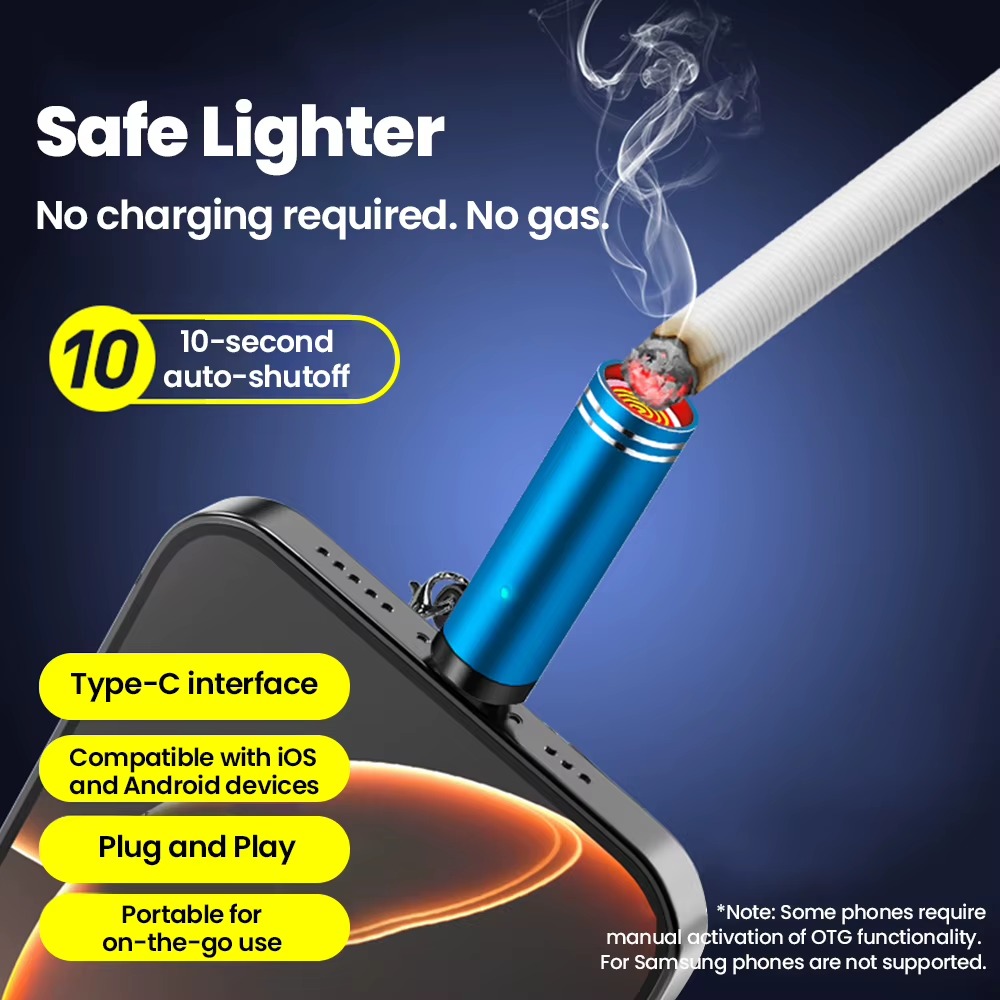 Type-C Mini Portable Air Blast Cigarette Lighter – Windproof, Explosion-Proof Outdoor Safety Lighter