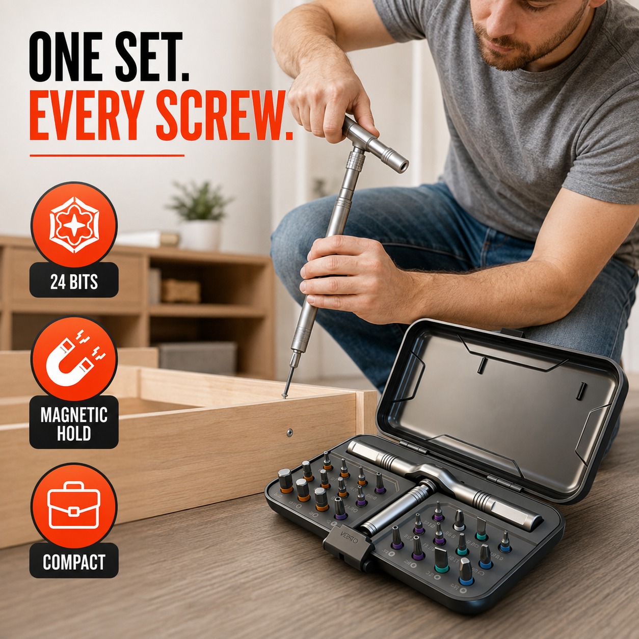 24-in-1 Magnetic Screwdriver Set – Telescoping Ratchet Precision Repair Tool Kit