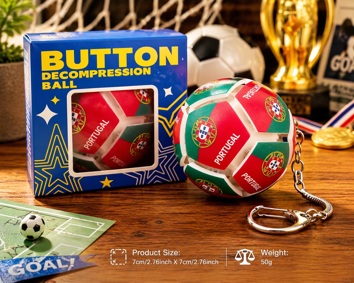 🏆⚽ 2026 World Cup Soccer Ball Fidget Button Keychain