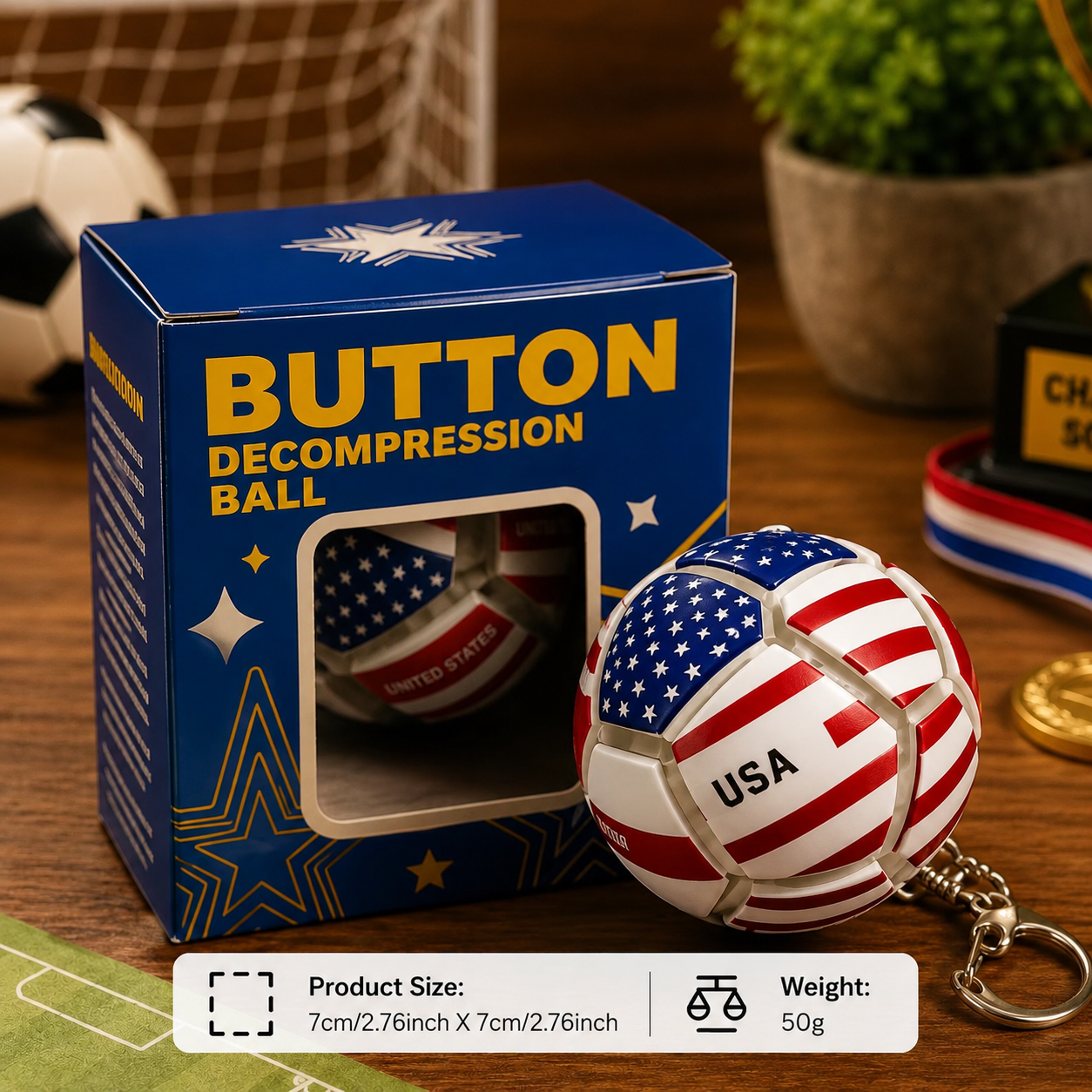 🏆⚽ 2026 World Cup Soccer Ball Fidget Button Keychain