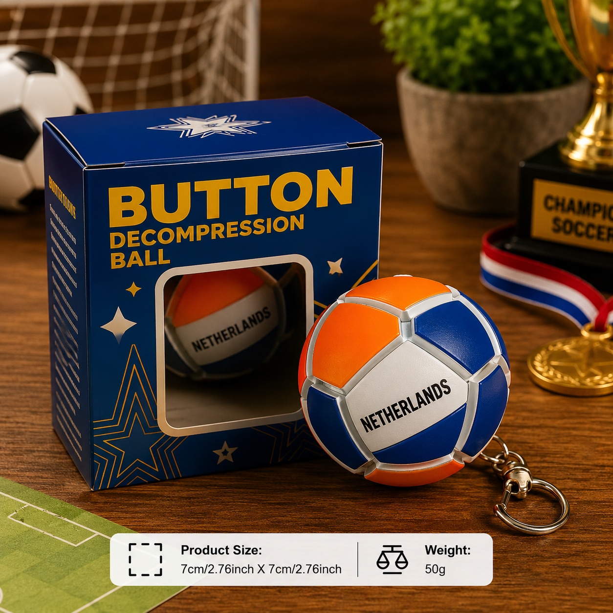 🏆⚽ 2026 World Cup Soccer Ball Fidget Button Keychain