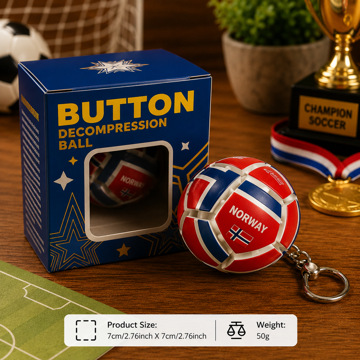 🏆⚽ 2026 World Cup Soccer Ball Fidget Button Keychain