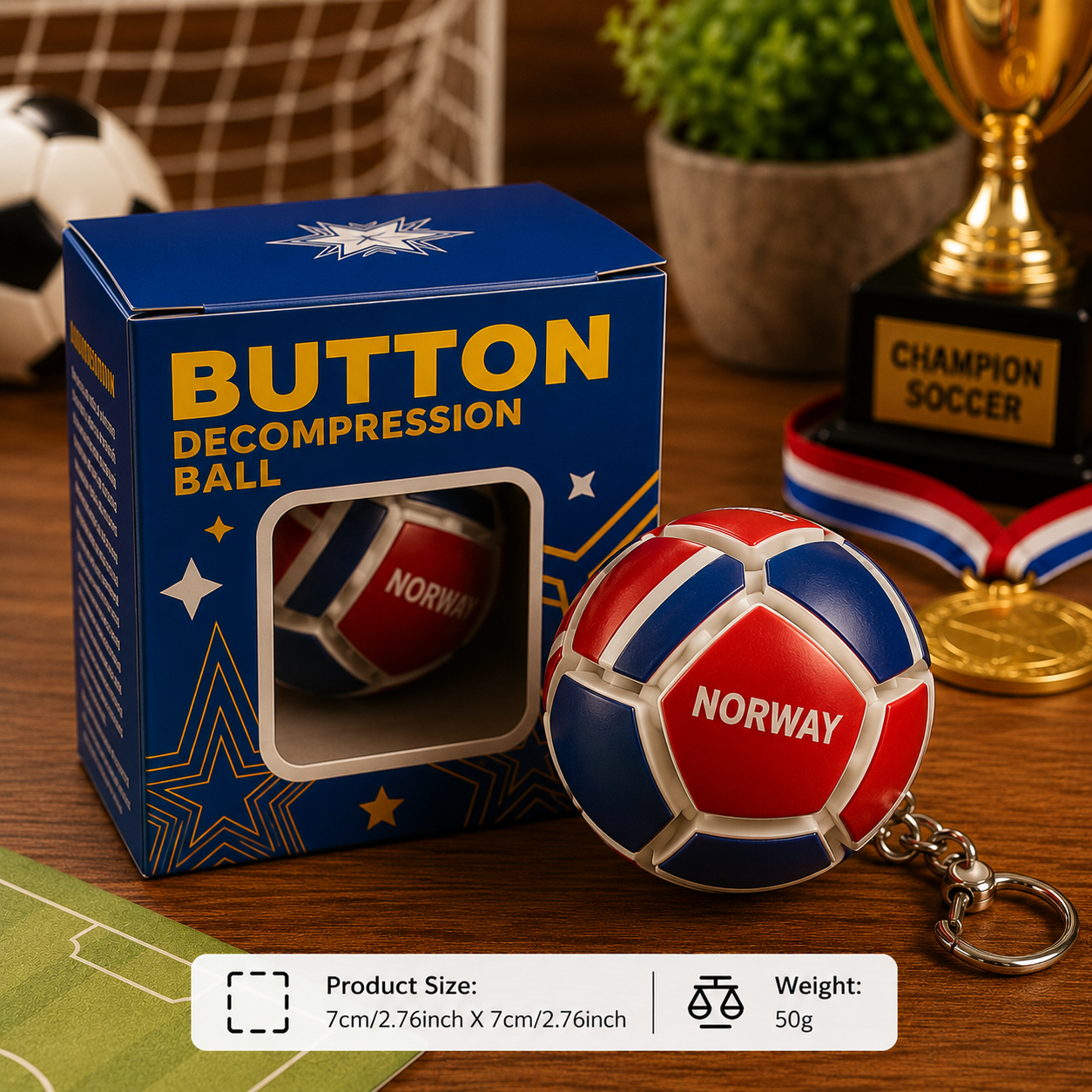 🏆⚽ 2026 World Cup Soccer Ball Fidget Button Keychain