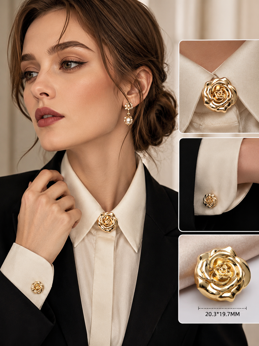 💎💎 Luxury Rhinestone & Pearl Shirt Clip Set