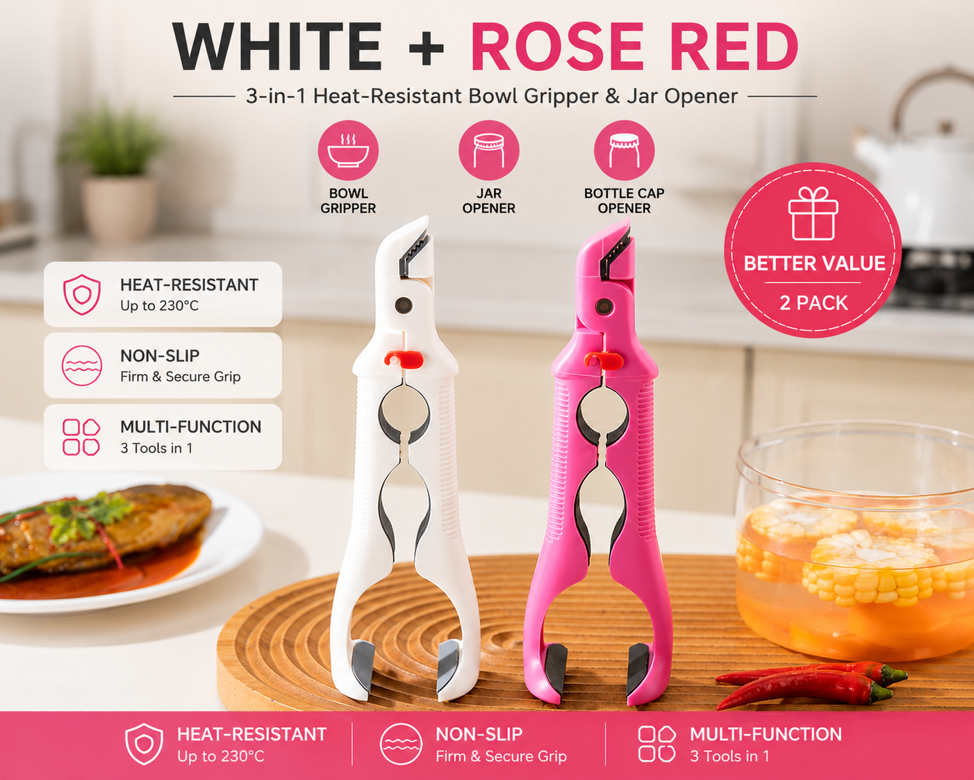 3-in-1 Heat-Resistant Bowl Gripper & Jar Opener