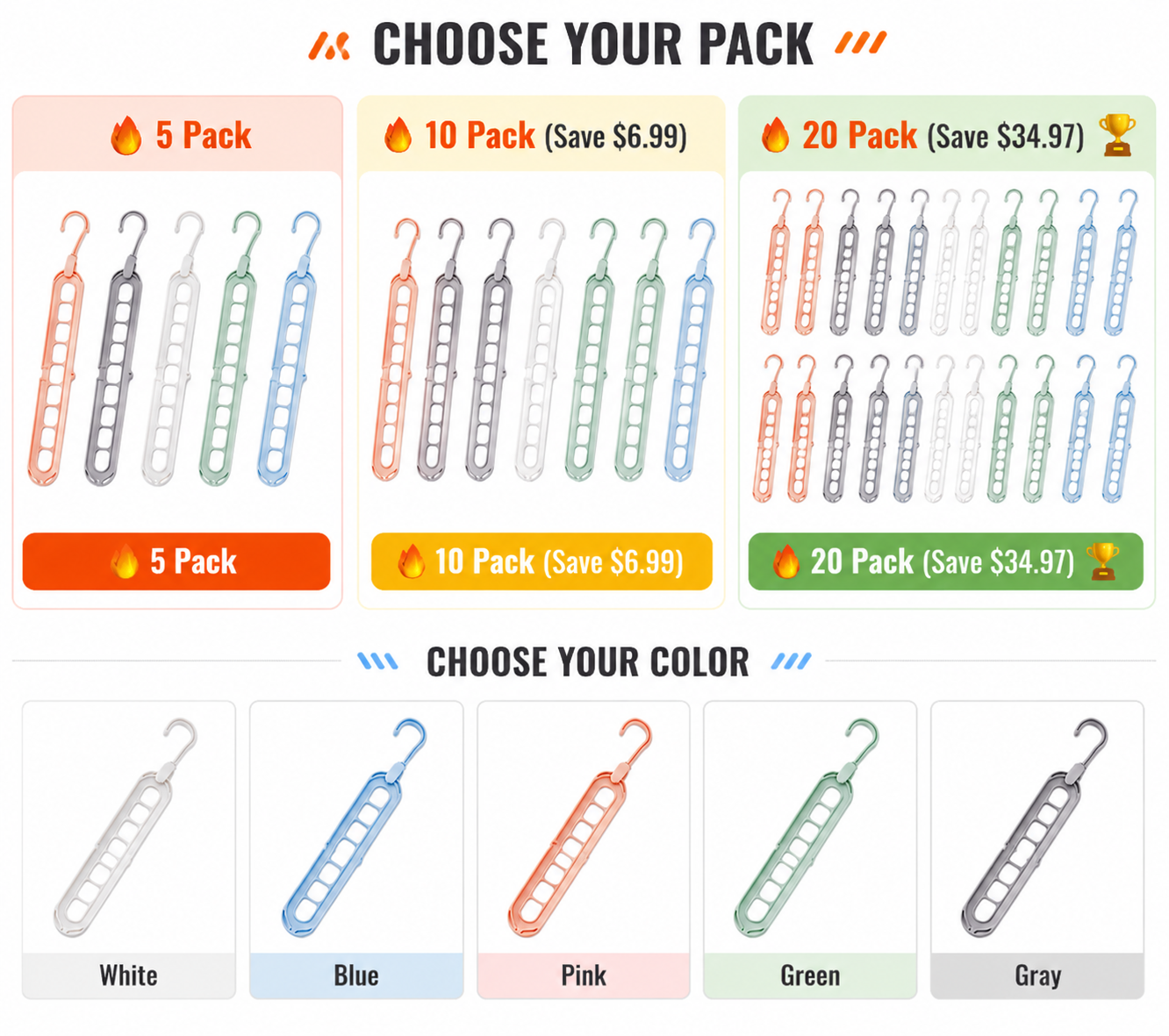 9-Hole Space Saving Clothes Hanger Organizer