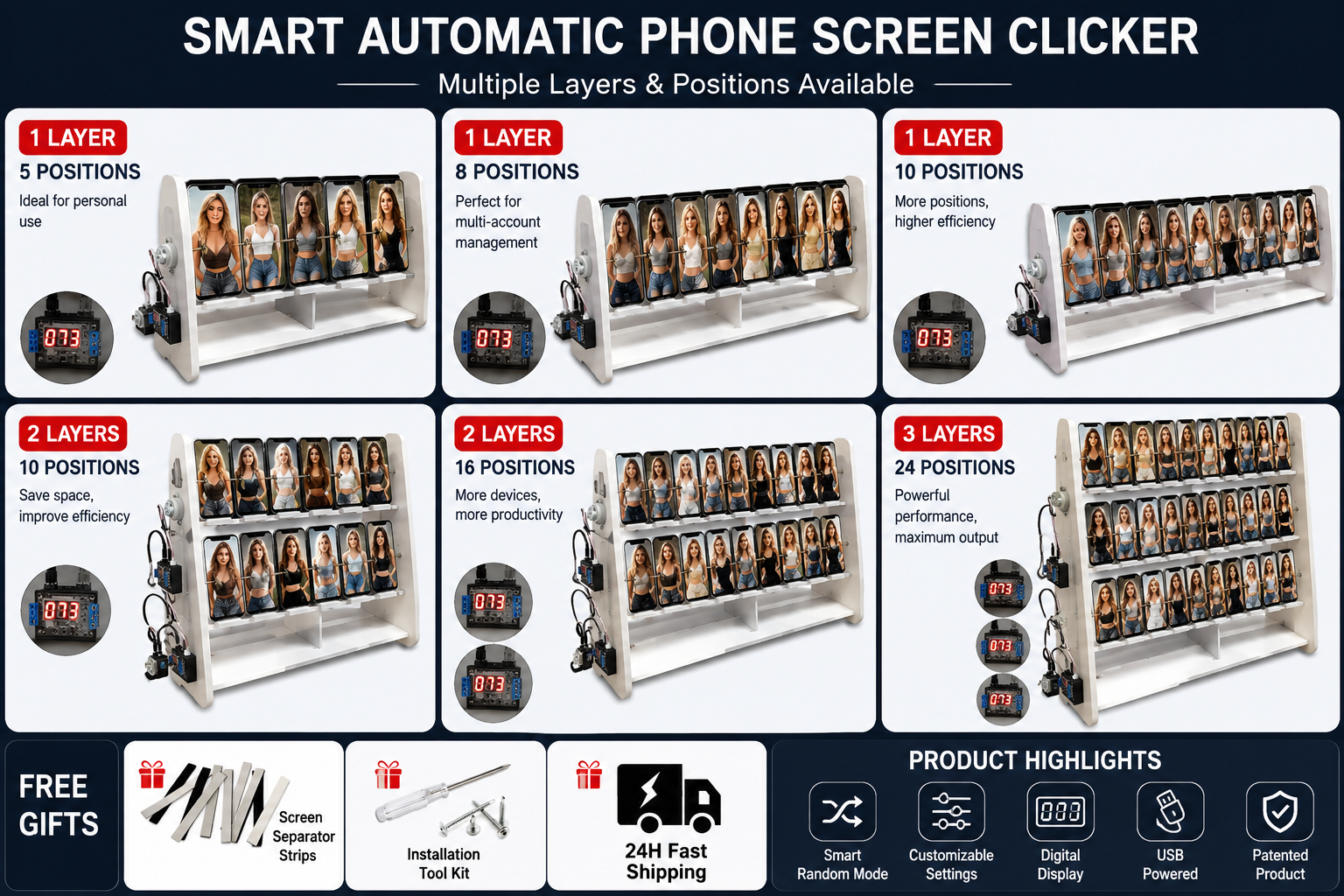 Smart Automatic Phone Screen Swiper for Videos, Reading & Live Streaming