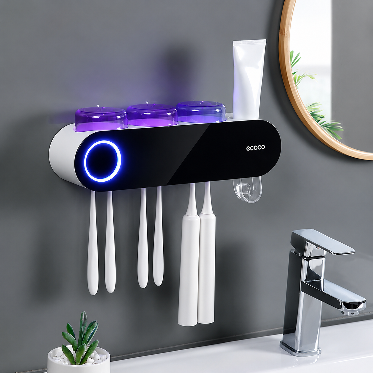 Smart UV Toothbrush Holder & Bathroom Organizer