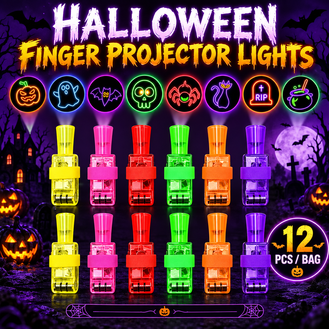 12PCS Halloween LED Finger Lights