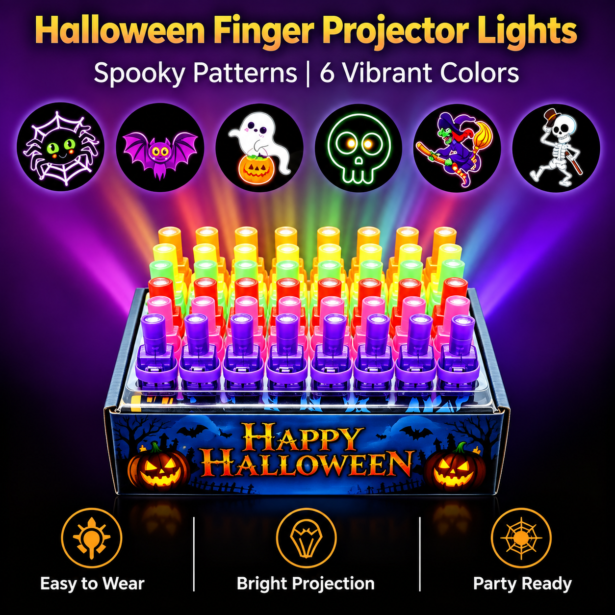 12PCS Halloween & Christmas LED Finger Lights