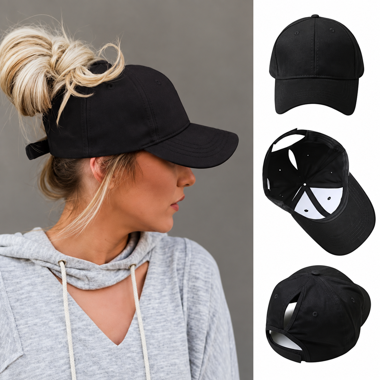 Magnetic Ponytail Hat for Women – Adjustable Outdoor Sun Cap